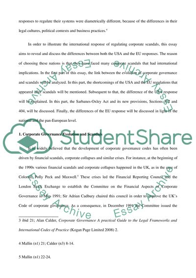 Regulatory Response to Corporate Scandals