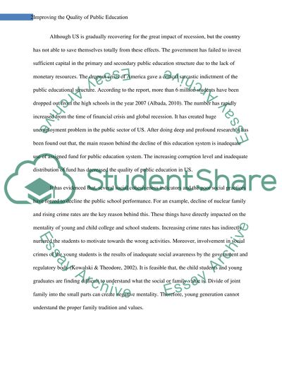 Improve the Quality of Public Education