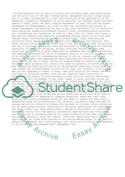 Management, Conceptualization and Control