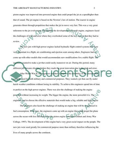 Post-War Evolution of The Aircraft Manufacturing Industry