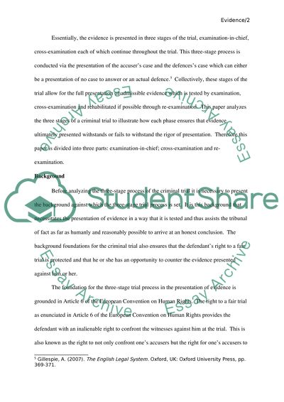 The three stages of a trial and the presentation of evidence