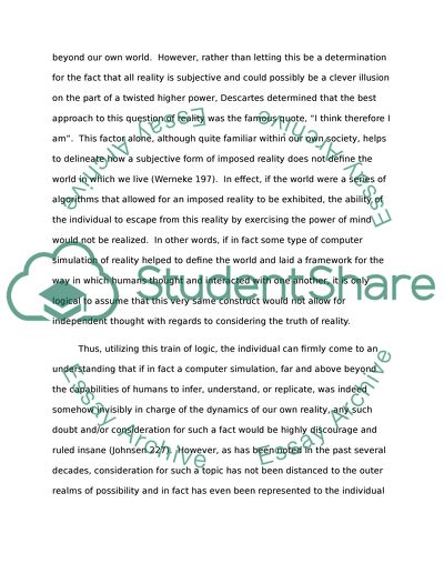 First Term Paper - Why I know I am not in the Matrix