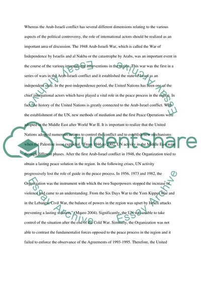 Arab-Israeli Conflict: The Role of International Actors