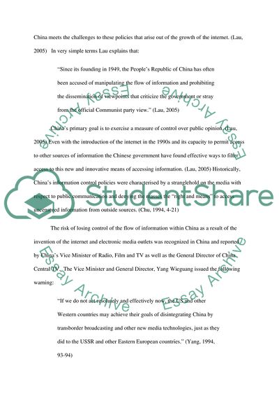 Chinese Governments Control of the Internet