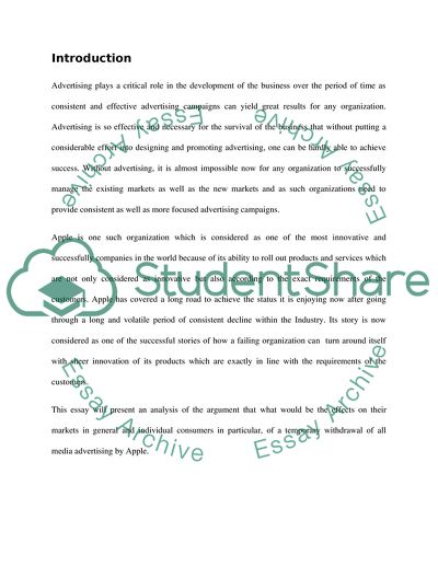 The Effects of a Temporary Withdrawal of All Media Advertising by Apple on Markets in Consumers