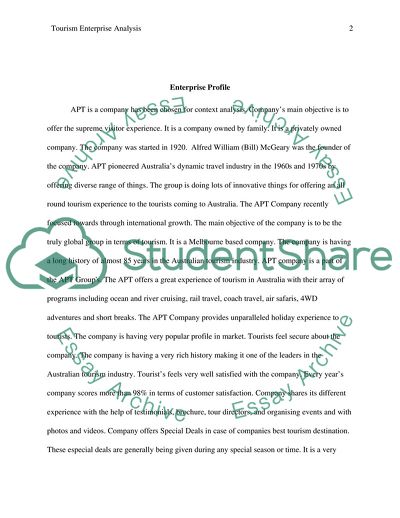 Tourism Enterprise Context Analysis