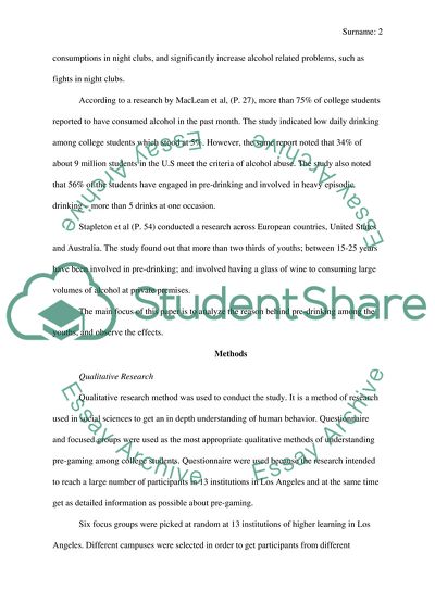 Pre-Drinking before Going to Social Events