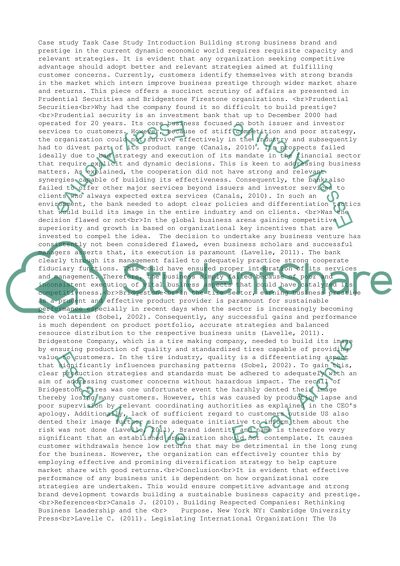 Effective Performance of Prudential Securities and Bridgestone Firestone Organizations