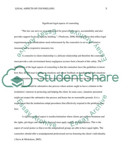 Legal Aspects of Counseling