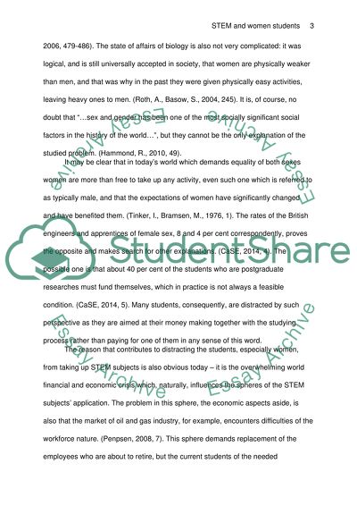 Underrepresentation of Women Students in STEM Subjects