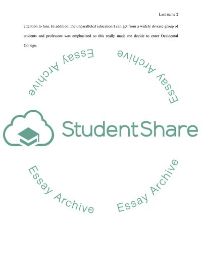 The Opportunity of Setting Foot at Occidental College