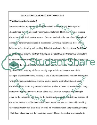 learning environment introduction essay