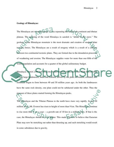 Geology & Tectonics of the Himalayan Mountains