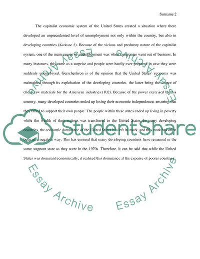 The Economic Dominance of the United States