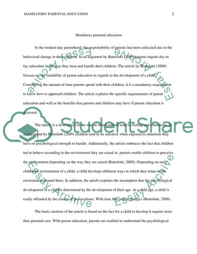 Mandatory Parental Education