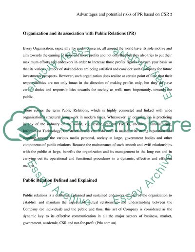 Organization and Its Association with Public Relations