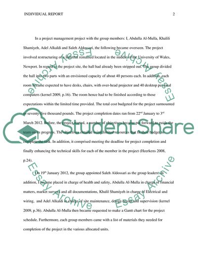 Project Management on Redesigning of a Hall Situated in the University of Wales