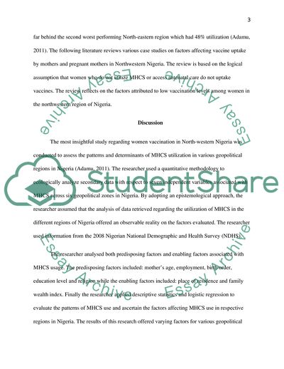 Factors Associated with Low Uptake of Vaccines among Mothers and Pregnant Women in Western Nigeria