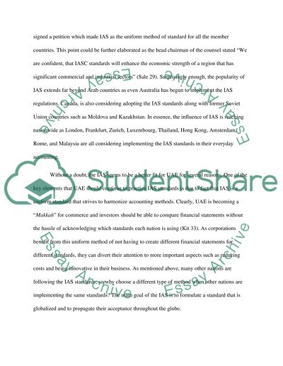 Accounting principles utilized in UAE