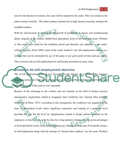 Law and Ethics of At-Will Employment