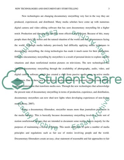 New Technologies and Documentary Storytelling