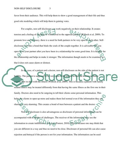 Non-Self-Disclosure as the Act of Withholding Personal Information