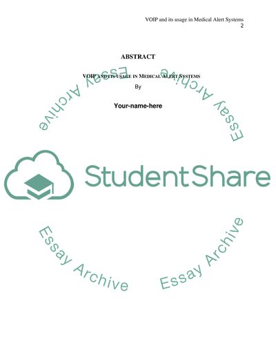 VOIP and its Usage in Medical Alert Systems