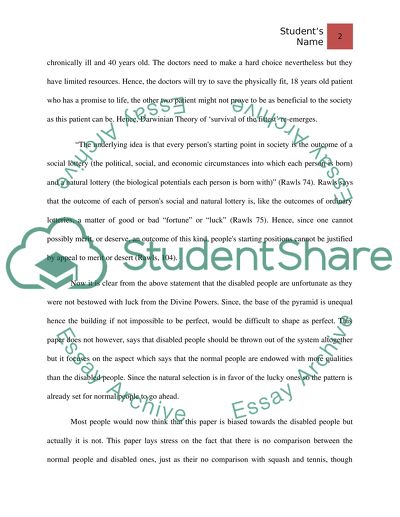 Preference to Normal over Disabled under QALY Based Allocation