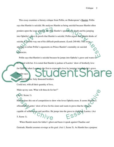 Hamlet: A Successful Suicide by Pollin