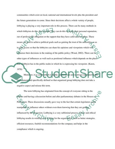 Is Lobbying a Legitimate Aspect of Corporate Behavior