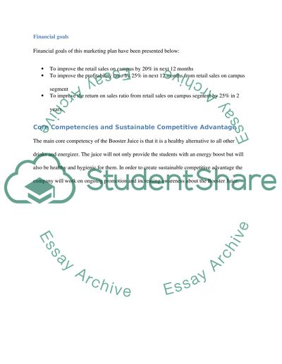 Strategy focus and plan on how to increase Booster Juice retail sales on campus