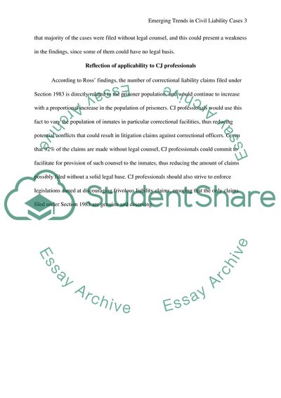 Emerging Trends in Civil Liability Cases