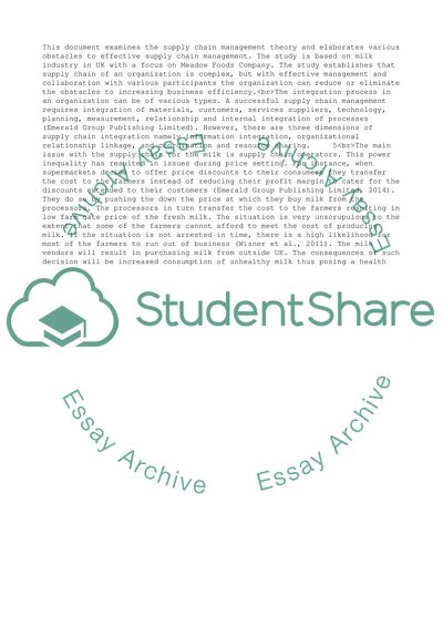 Global Supply Chain Management - Meadow Foods Company