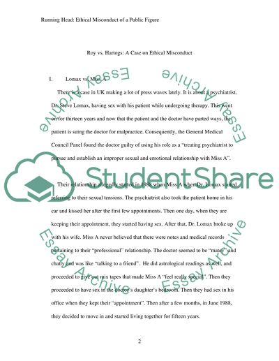 Lomax vs Miss A - Case on Ethical Misconduct