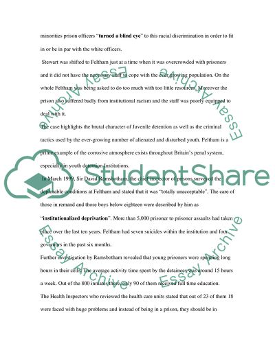 A case study on the murder of Zahid Mubarak, in a young offenders institute feltham