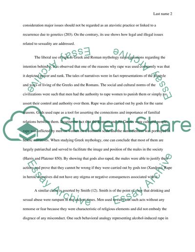 Extent to Which Rape Is Central to Heroic Mythical Narratives of the Greeks