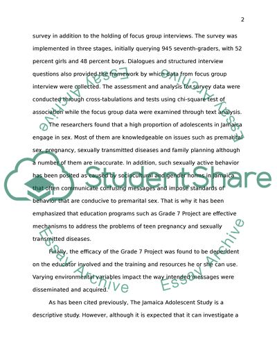 The Jamaica Adolescent Study