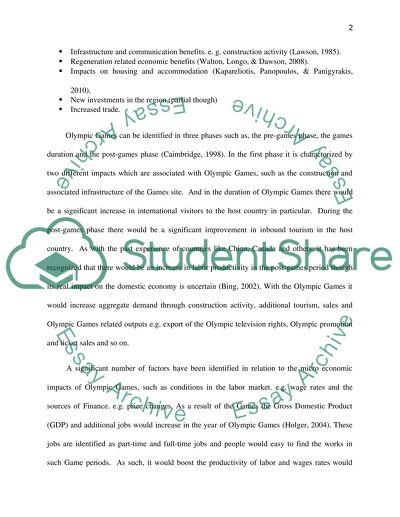 Economic Impact of the Olympic Games