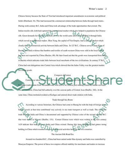 Trade relations between India and China from the beginning to 1500 AD