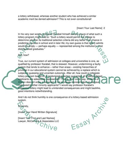 The New College Try: Letter to Editor