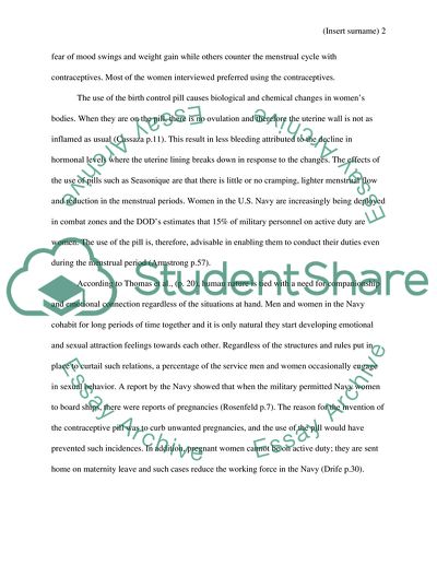 Pursasive speech on why woman in the united states Navy should be on birth control