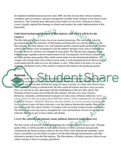 The Need to Establish a Film Industry in Sierra Leone