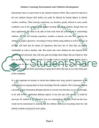 Strategies That Are Used in Outdoor Learning Environments in order to Support Childrens Development