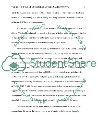 Tourism Should Be Considered a Sustainable Activity