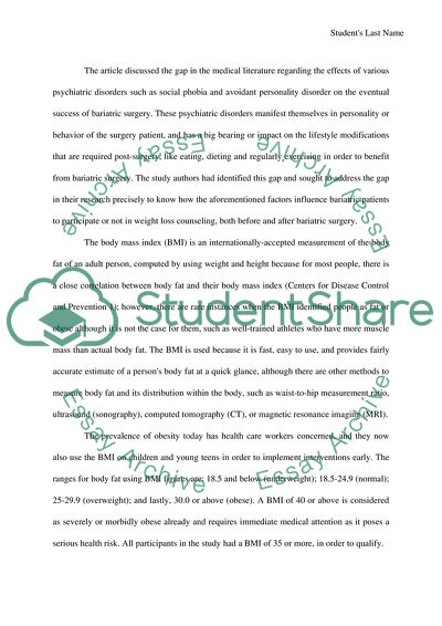 Psychology and Obesity