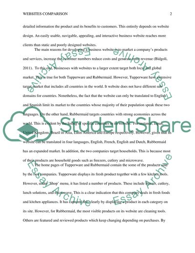 Business Websites. Tupperware and Rubbermaid Web Site Comparison