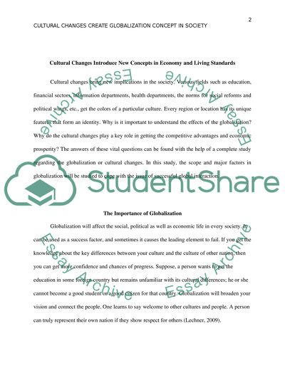 introduction of cultural change essay