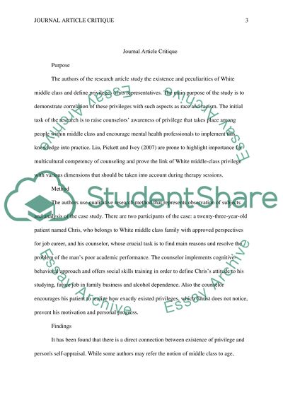 Journal Article Critique