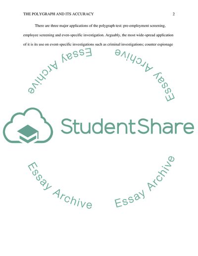 Accuracy Of The Polygraph