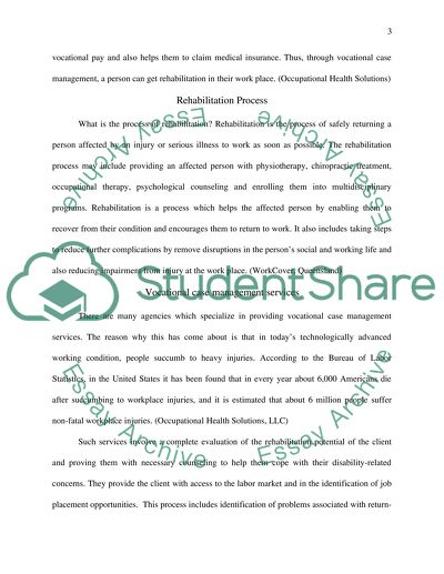 Role of the vocational case manager within rehabilitation